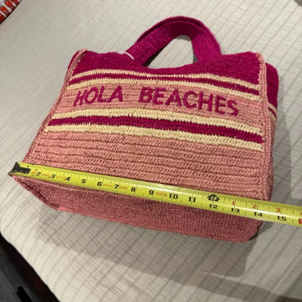 Hola Beaches BTB Los Angeles Pink and Cream Tote Bag Snap Top NWT - Picture 3 of 8